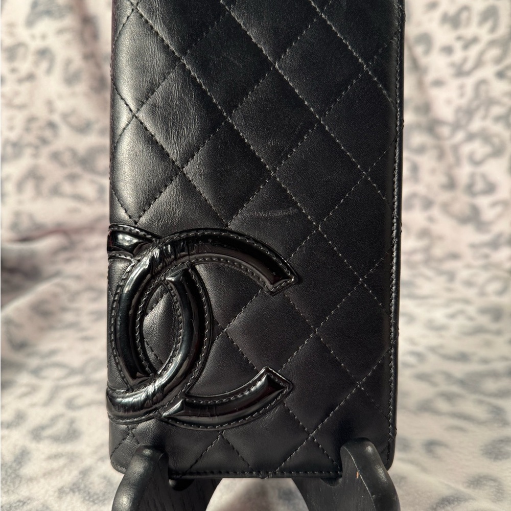 CHANEL Black Quilted Leather Case